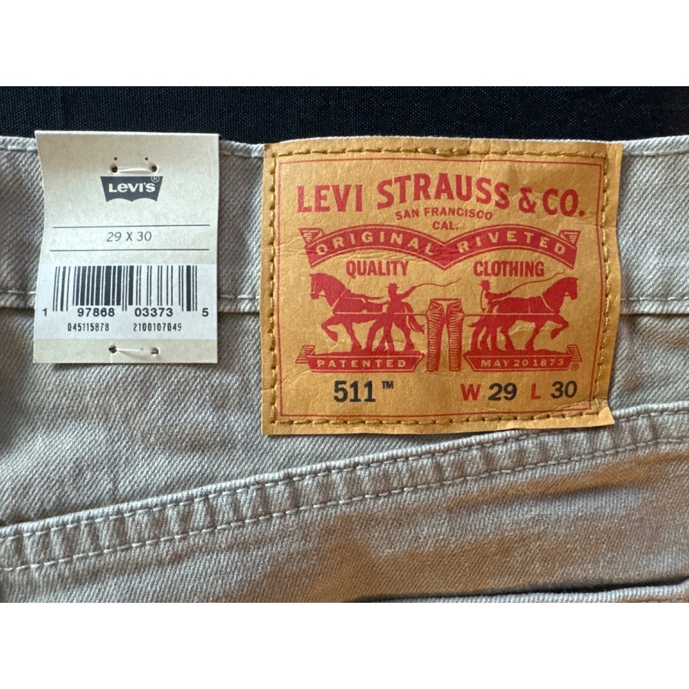 Levis 511 Slim Fit Mens Jeans 29x30 Khaki Grey Stretch Denim 045115878 NWT - Picture 7 of 15